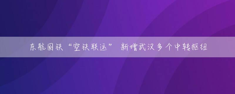 东航国铁“空铁联运” 新增武汉多个中转枢纽